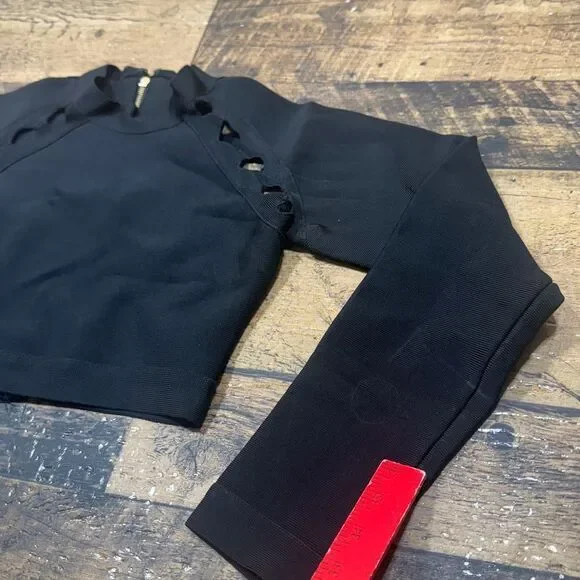 Herve Leger Trendy Black Two-Piece Cutout Bandage Dress Set Party Club zip - Picture 12 of 13